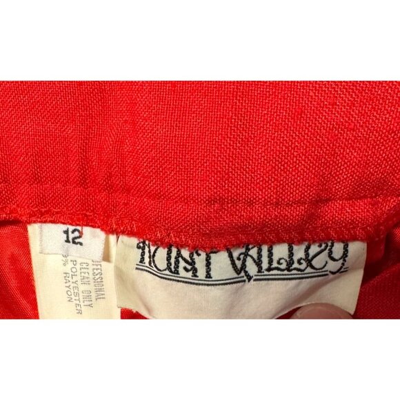 Vintage Red Pleated High-Waist Trousers Womens Size 12 By Hunt Valley - Picture 4 of 11